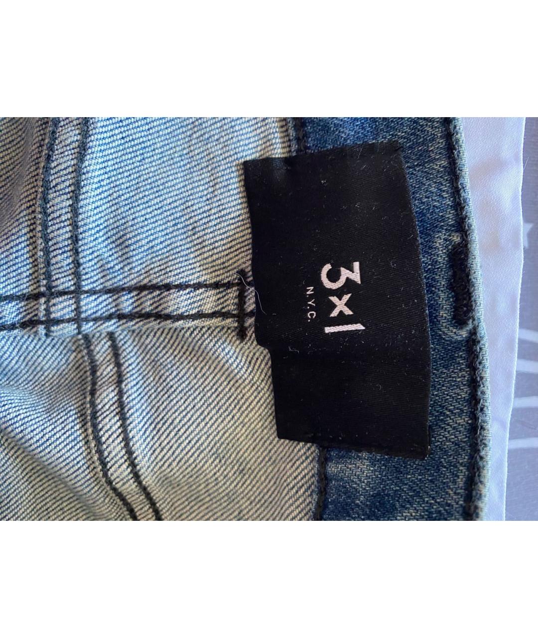 3X1 Синие хлопко-эластановые прямые джинсы, фото 5