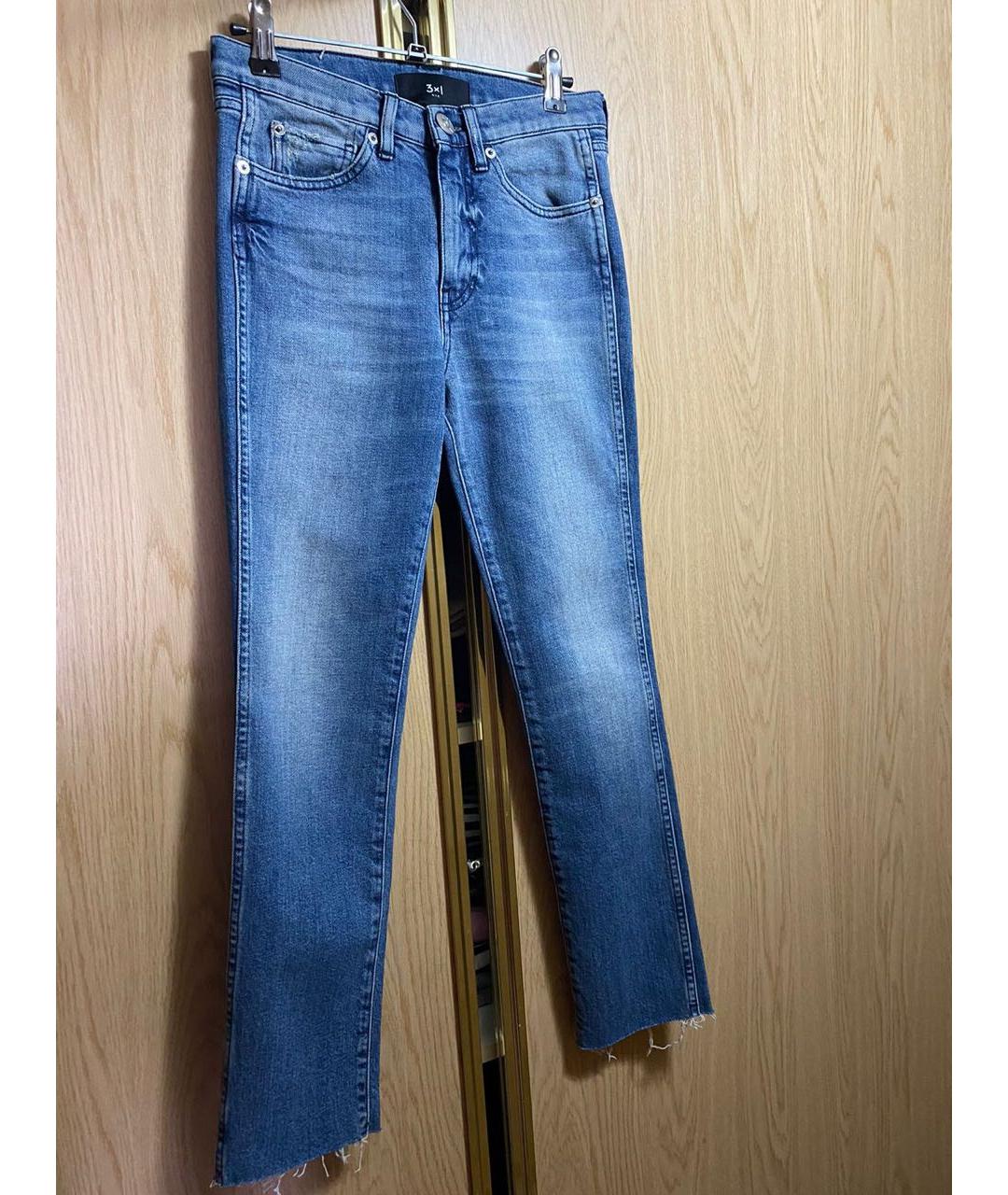 3X1 Синие хлопко-эластановые прямые джинсы, фото 7