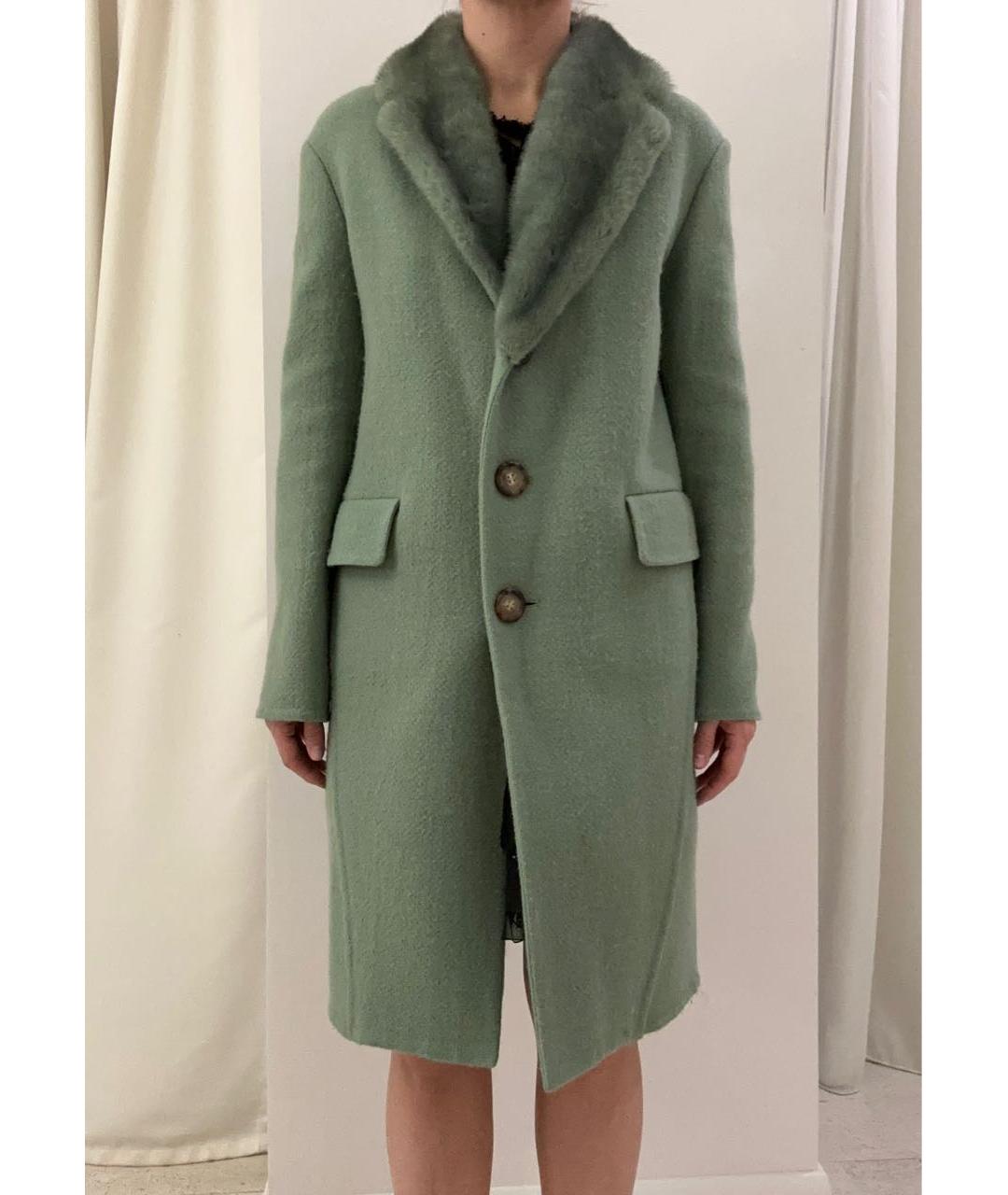 ERMANNO SCERVINO Зеленые шерстяное пальто, фото 2