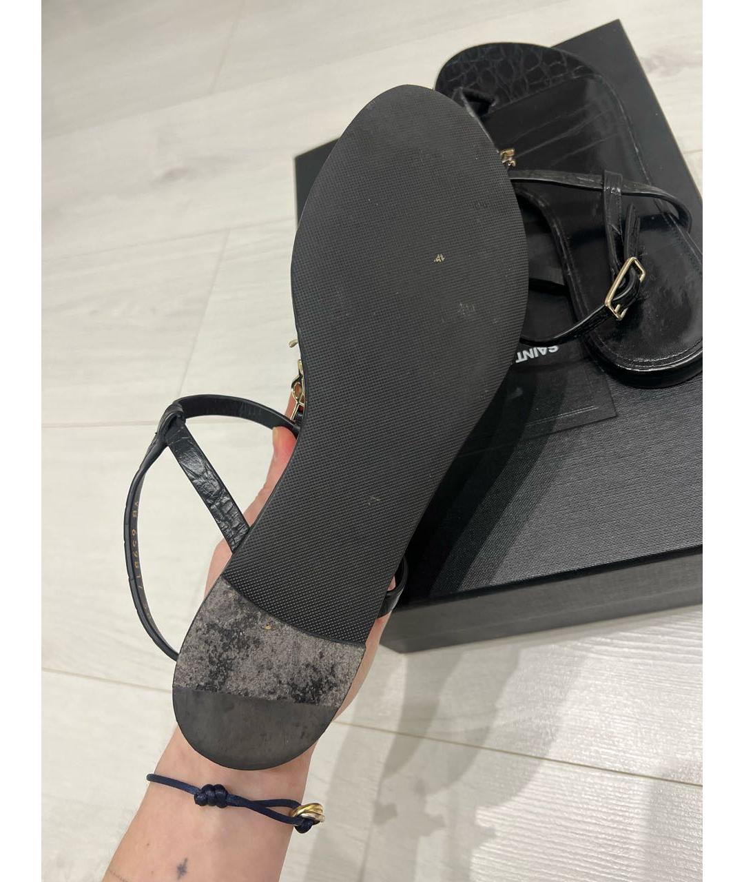 SAINT LAURENT Черные кожаные сандалии, фото 5