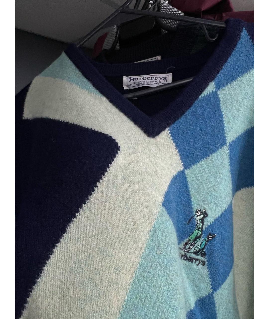 BURBERRY Синий шерстяной джемпер / свитер, фото 6