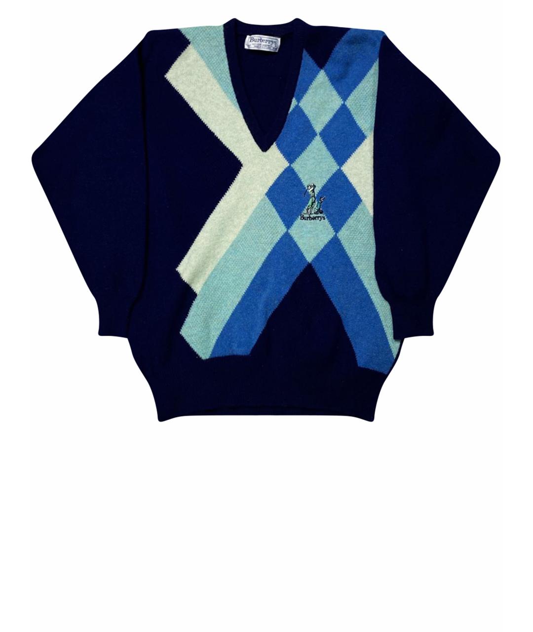 BURBERRY Синий шерстяной джемпер / свитер, фото 1