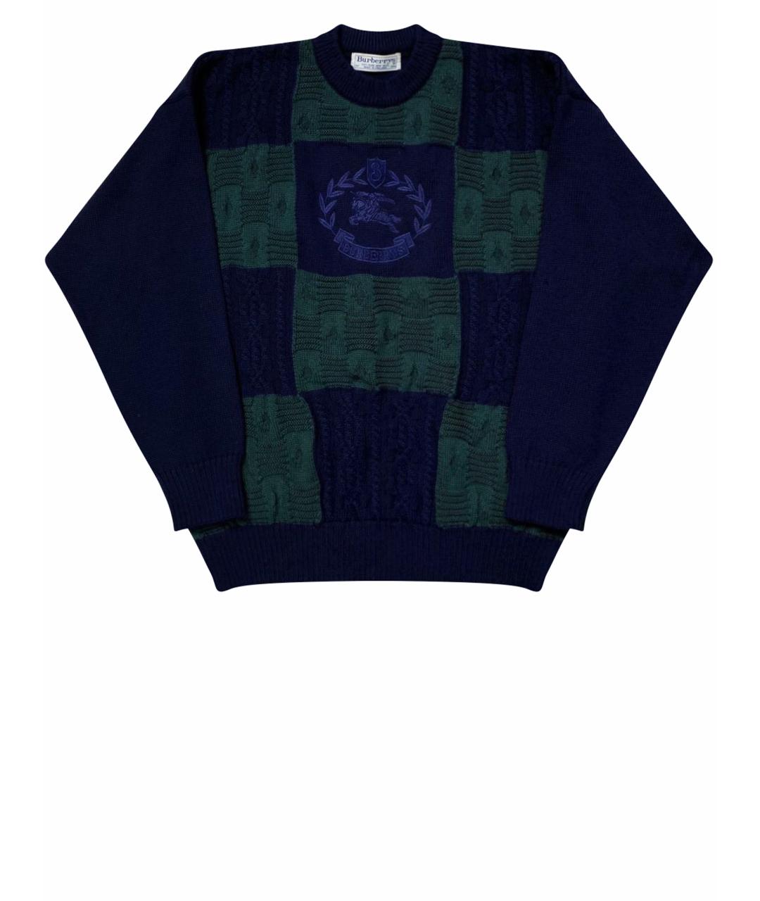 BURBERRY Темно-синий шерстяной джемпер / свитер, фото 1