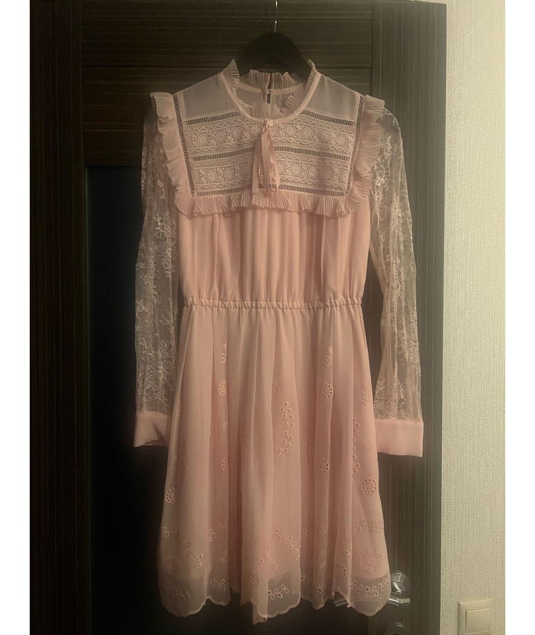 SELF-PORTRAIT Розовое шелковое коктейльное платье, фото 3