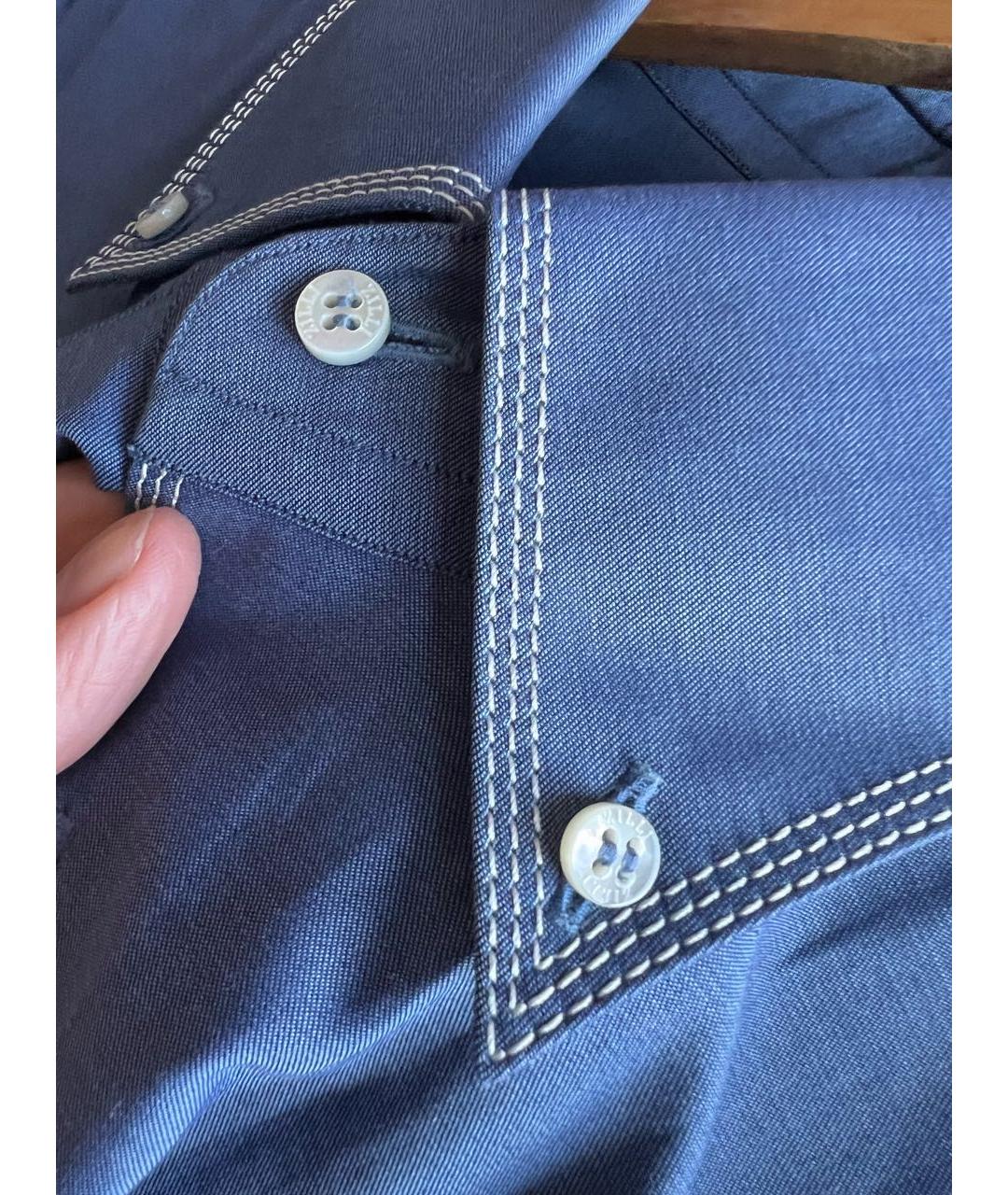 ZILLI Синяя хлопко-шелковая классическая рубашка, фото 4
