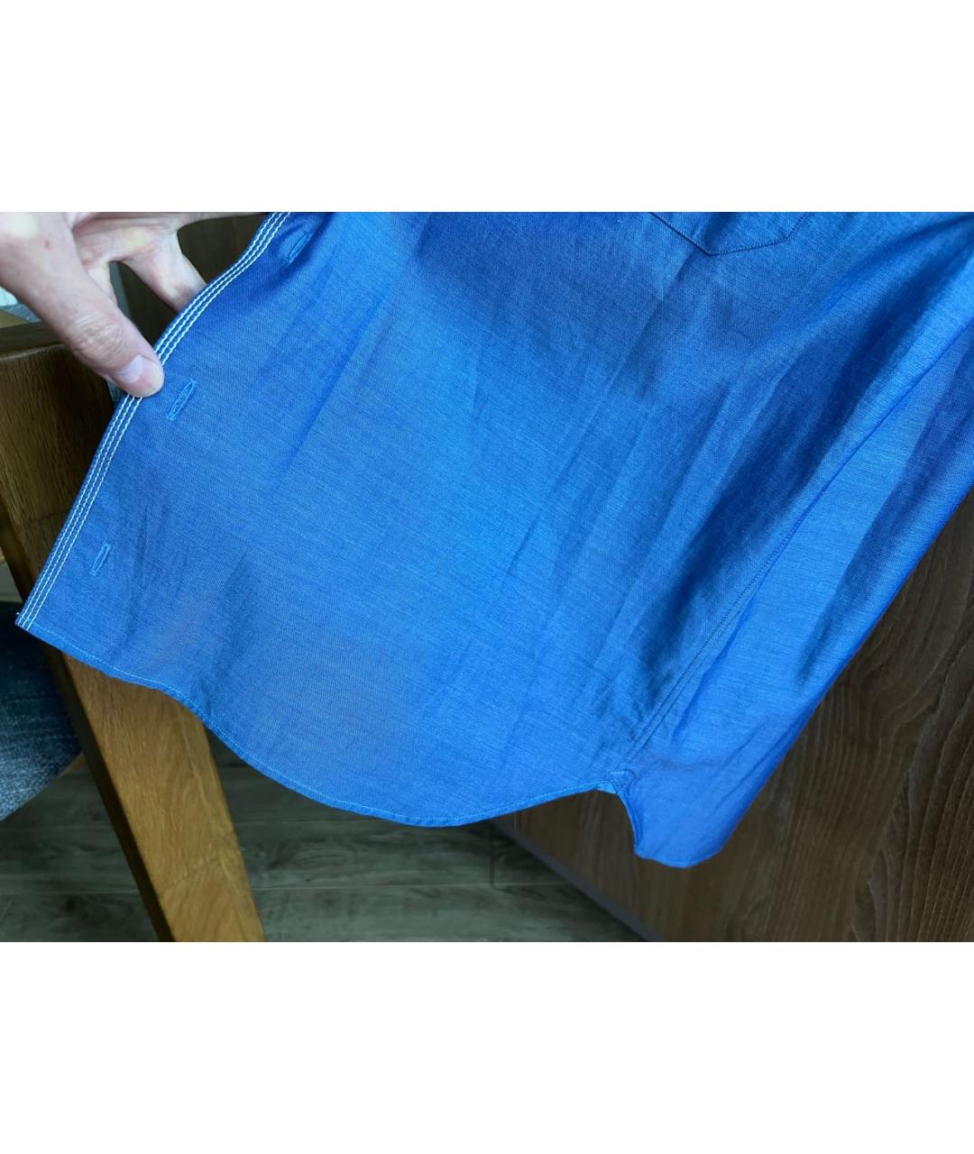 ZILLI Синяя хлопко-шелковая классическая рубашка, фото 7