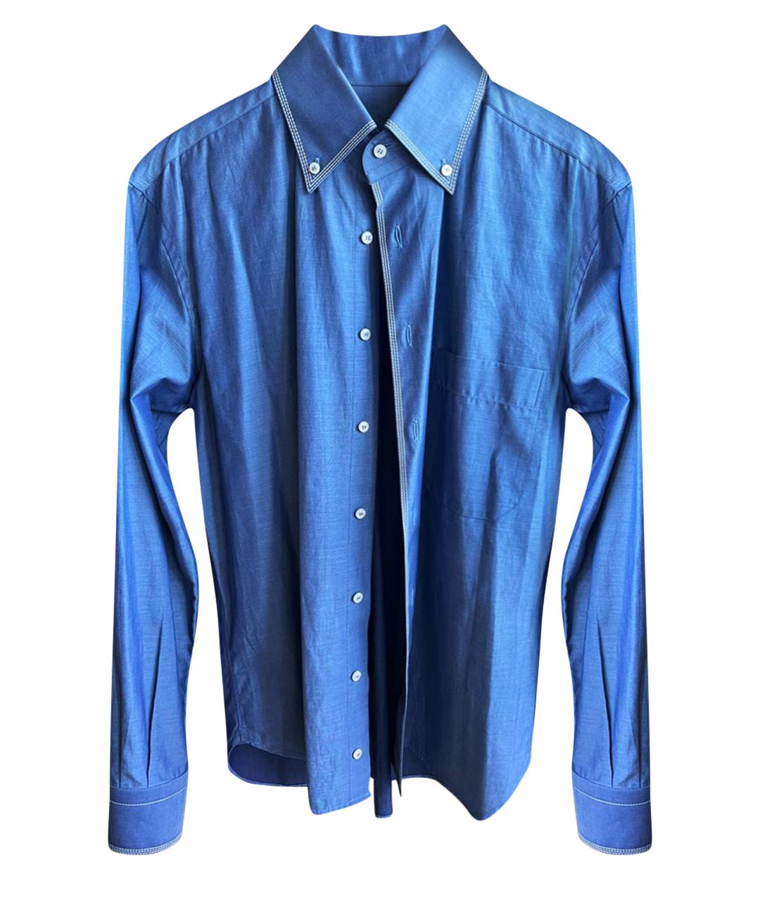 ZILLI Синяя хлопко-шелковая классическая рубашка, фото 1