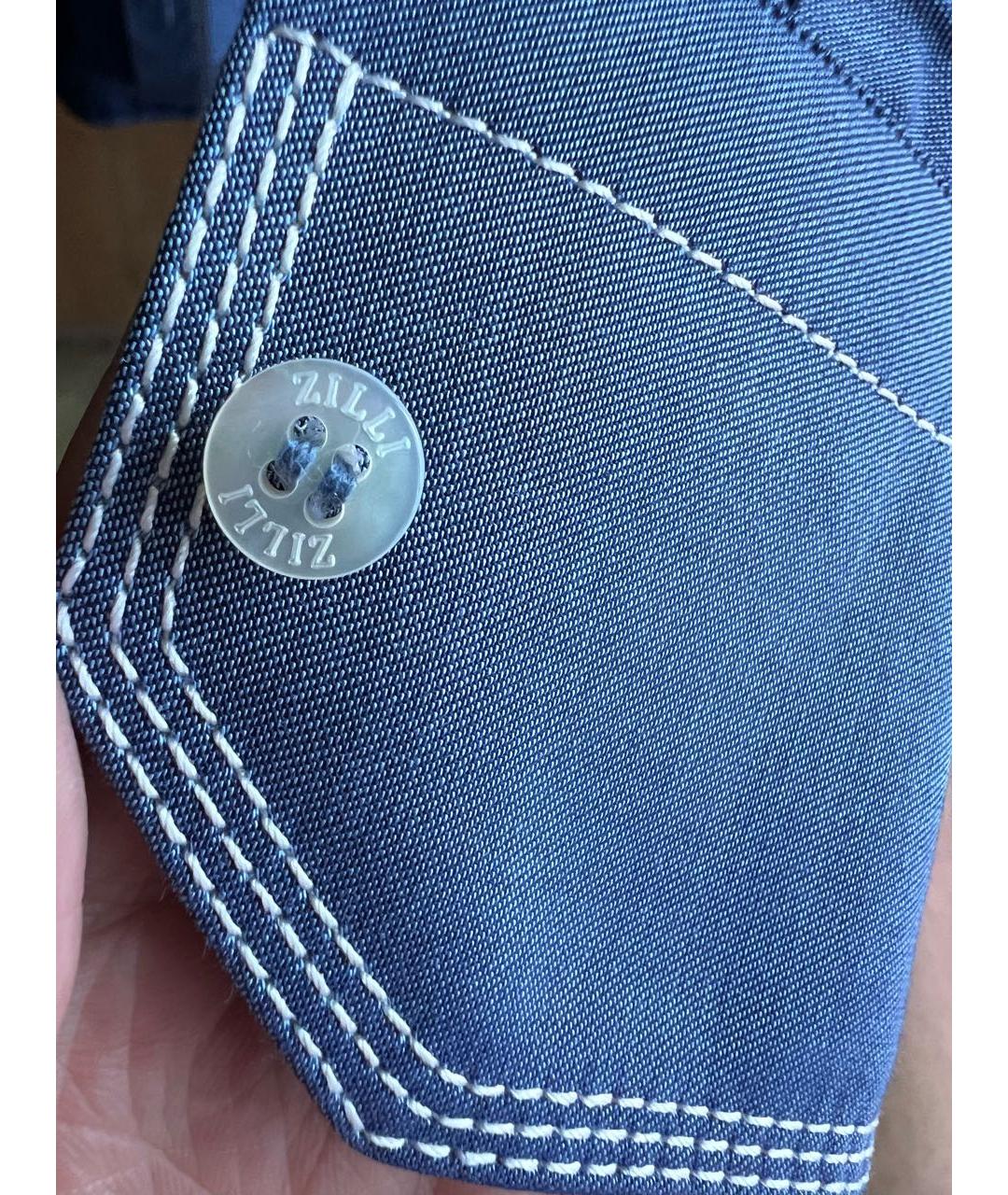 ZILLI Синяя хлопко-шелковая классическая рубашка, фото 5