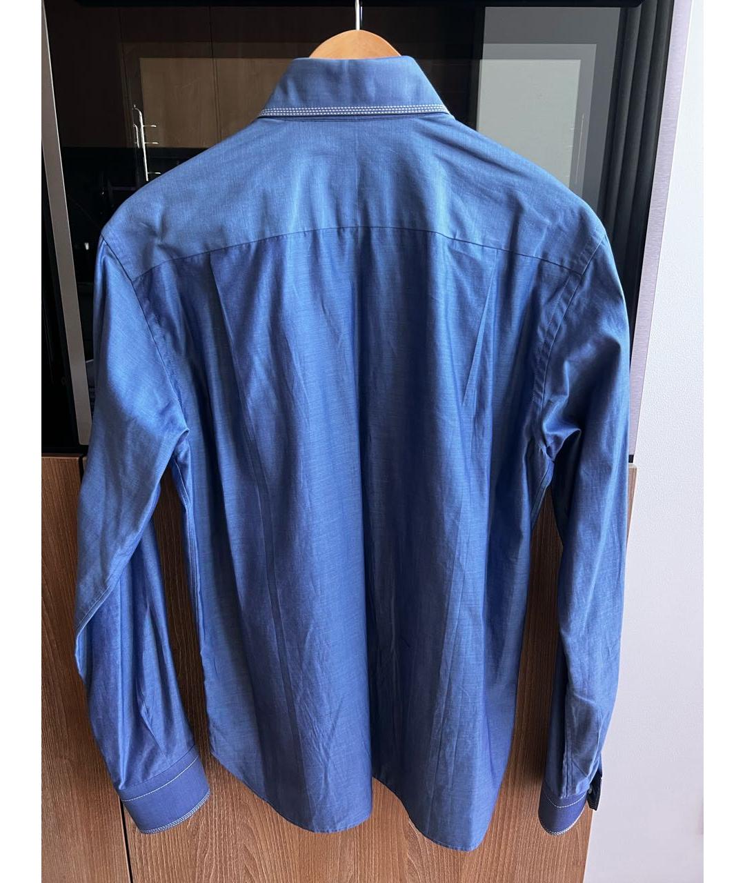 ZILLI Синяя хлопко-шелковая классическая рубашка, фото 2