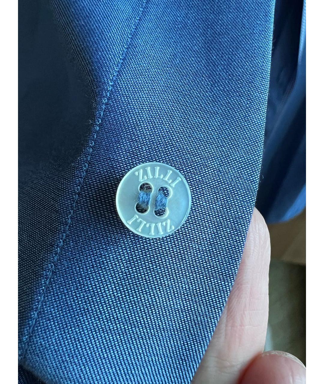 ZILLI Синяя хлопко-шелковая классическая рубашка, фото 6