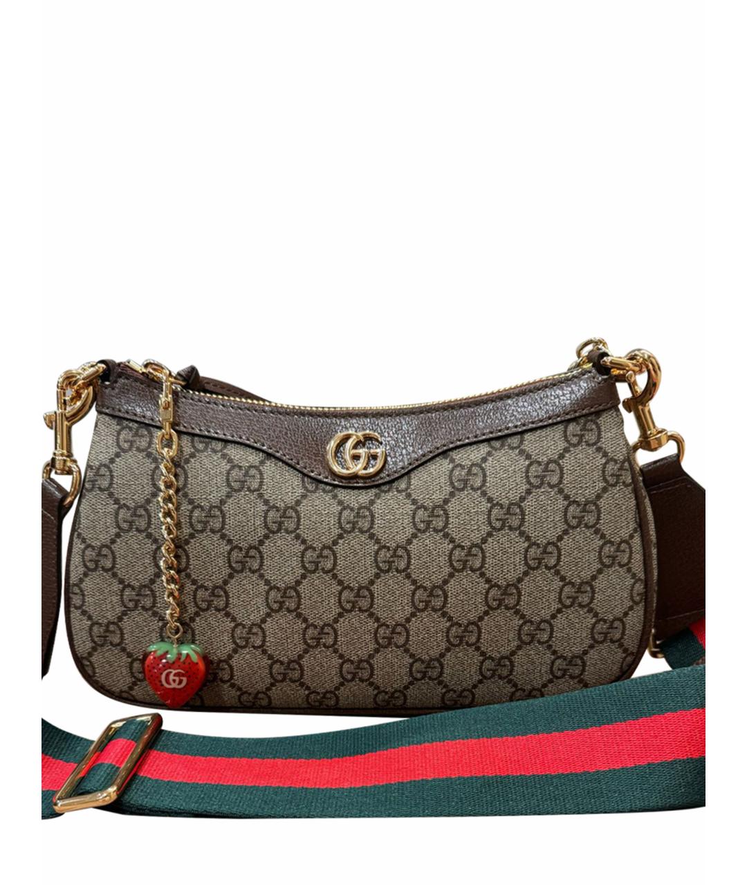 GUCCI Коричневая кожаная сумка через плечо, фото 1