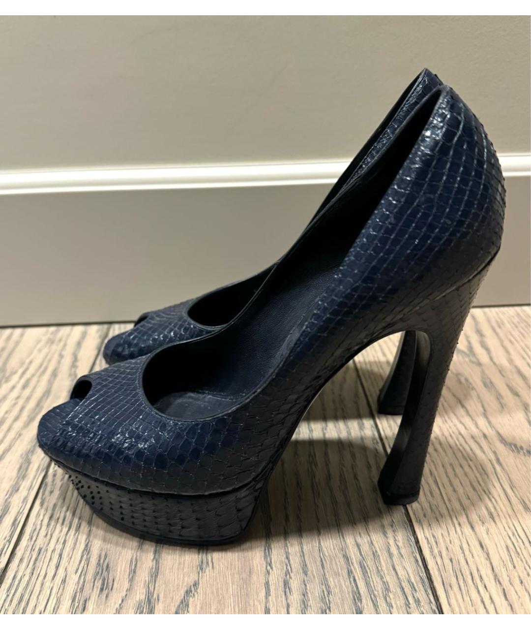 SAINT LAURENT Темно-синие кожаные туфли, фото 2