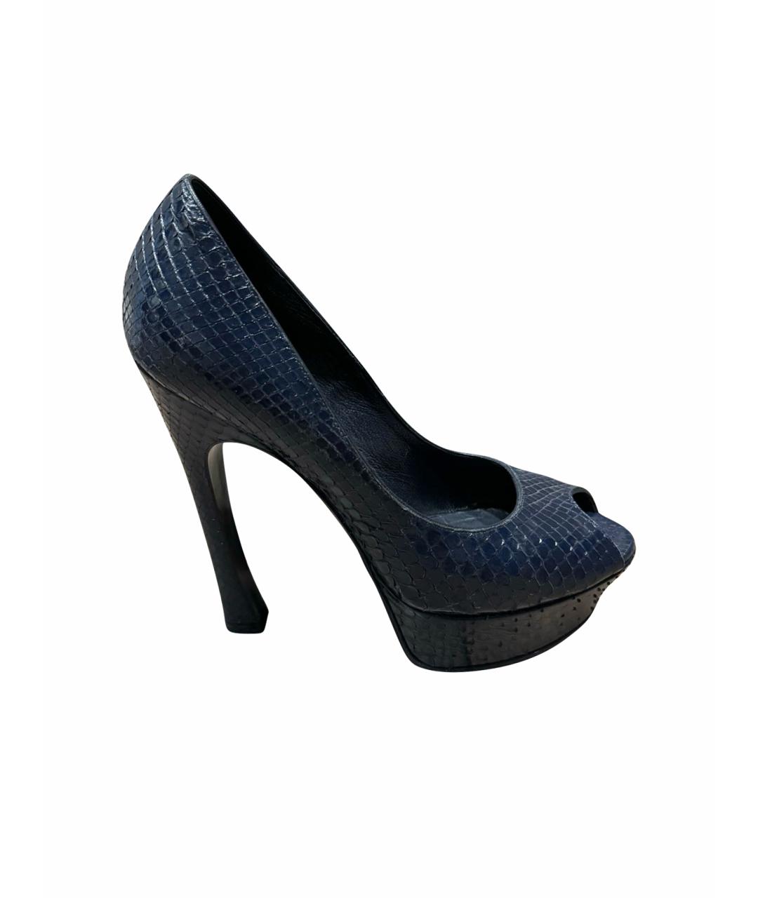 SAINT LAURENT Темно-синие кожаные туфли, фото 1