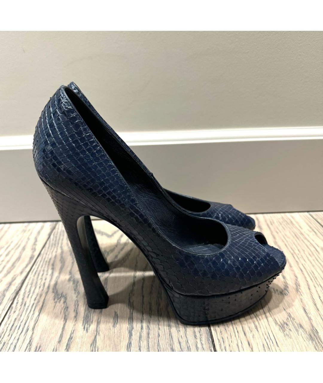 SAINT LAURENT Темно-синие кожаные туфли, фото 7