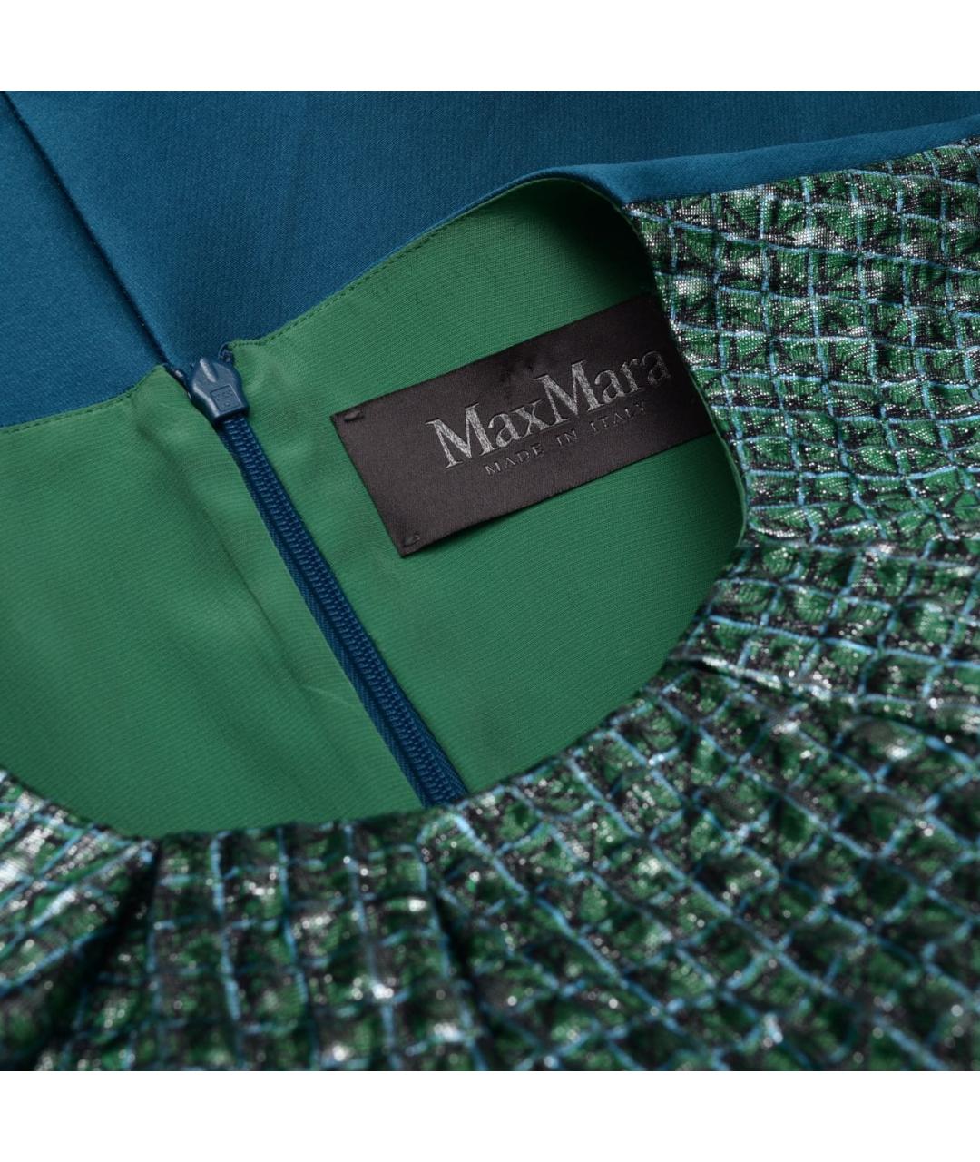 MAX MARA Зеленые шелковое коктейльное платье, фото 4