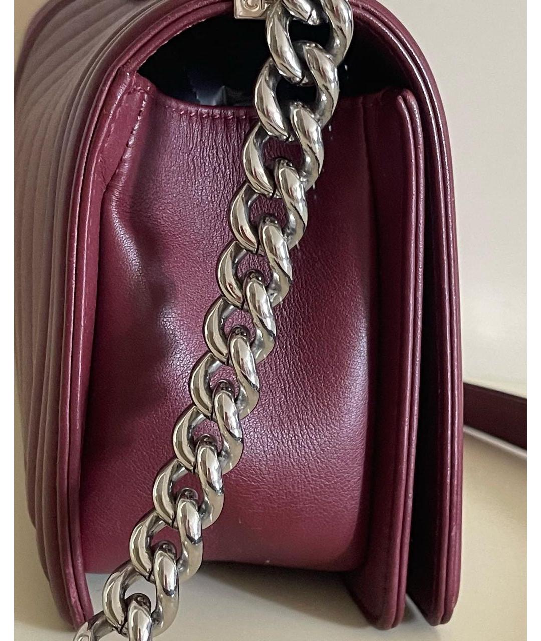 CHANEL PRE-OWNED Бордовая кожаная сумка через плечо, фото 5