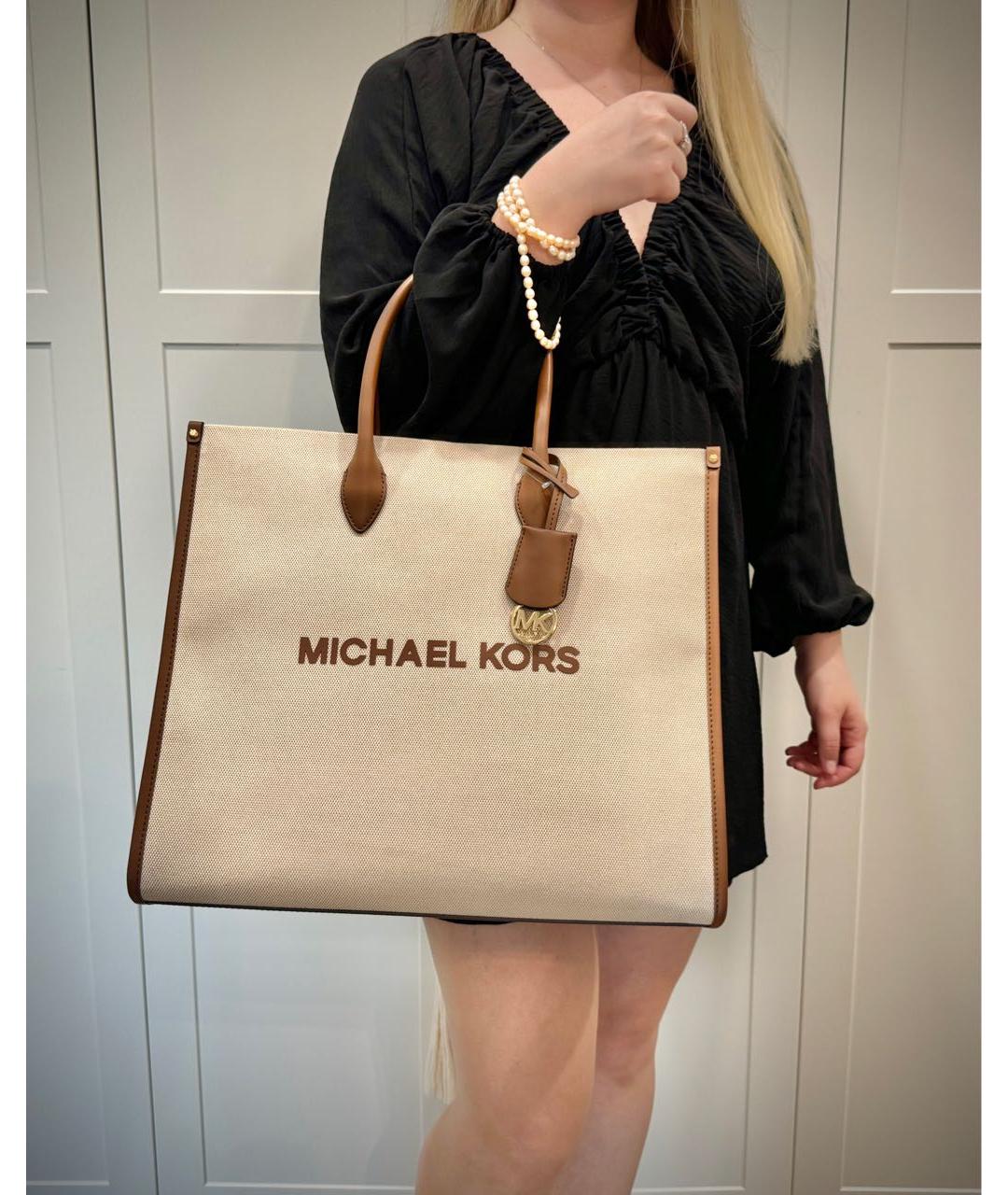 MICHAEL KORS Бежевая пелетеная сумка с короткими ручками, фото 6