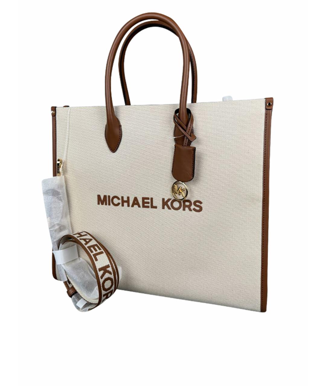 MICHAEL KORS Бежевая пелетеная сумка с короткими ручками, фото 1