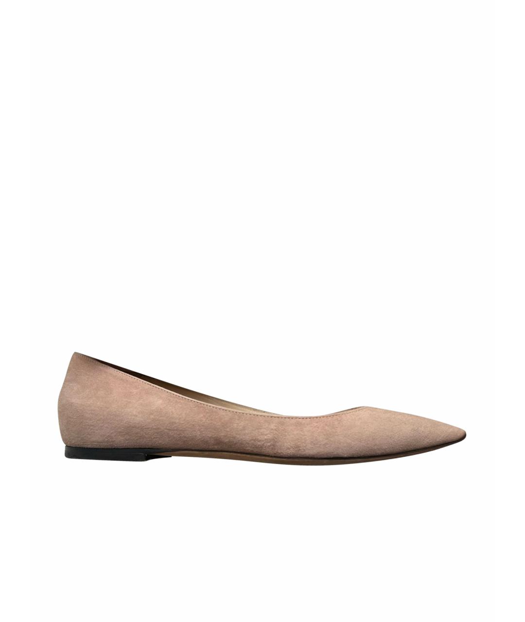 JIMMY CHOO Бежевые замшевые балетки, фото 1