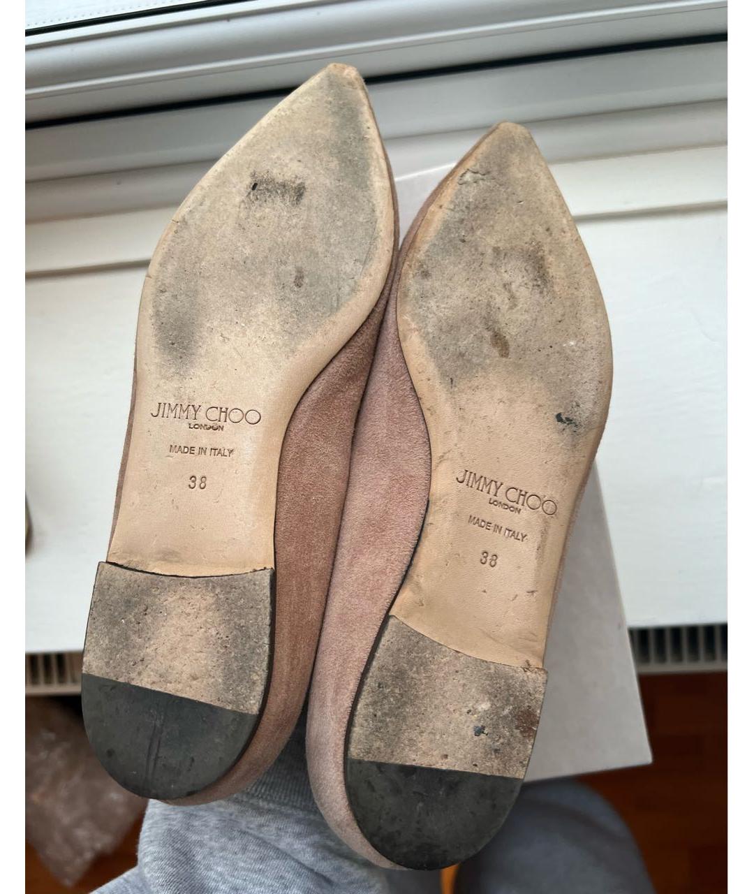 JIMMY CHOO Бежевые замшевые балетки, фото 4