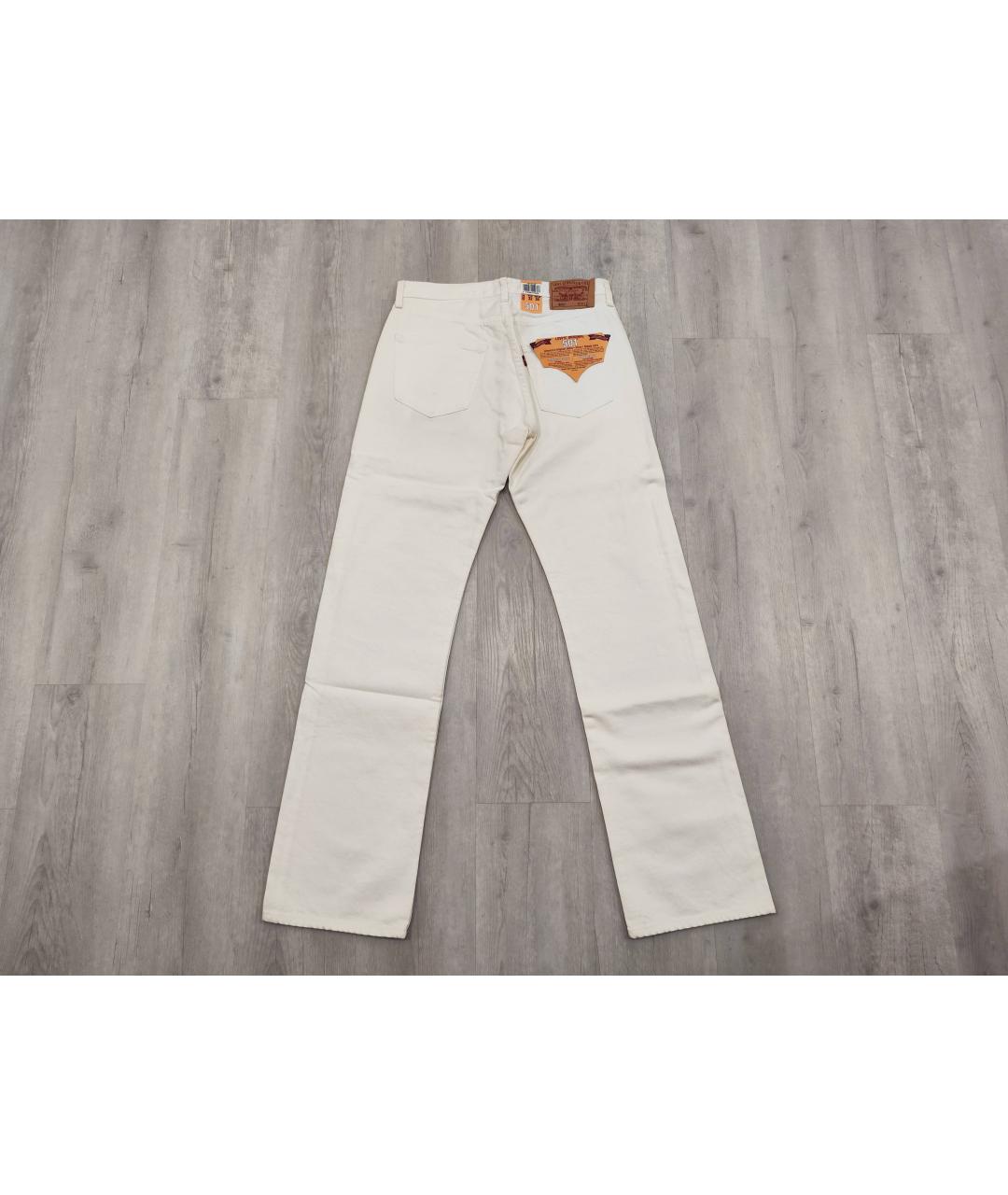LEVI'S Белые хлопковые прямые джинсы, фото 2