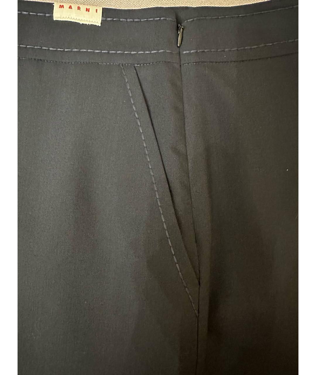 MARNI Темно-синие вискозные брюки широкие, фото 4