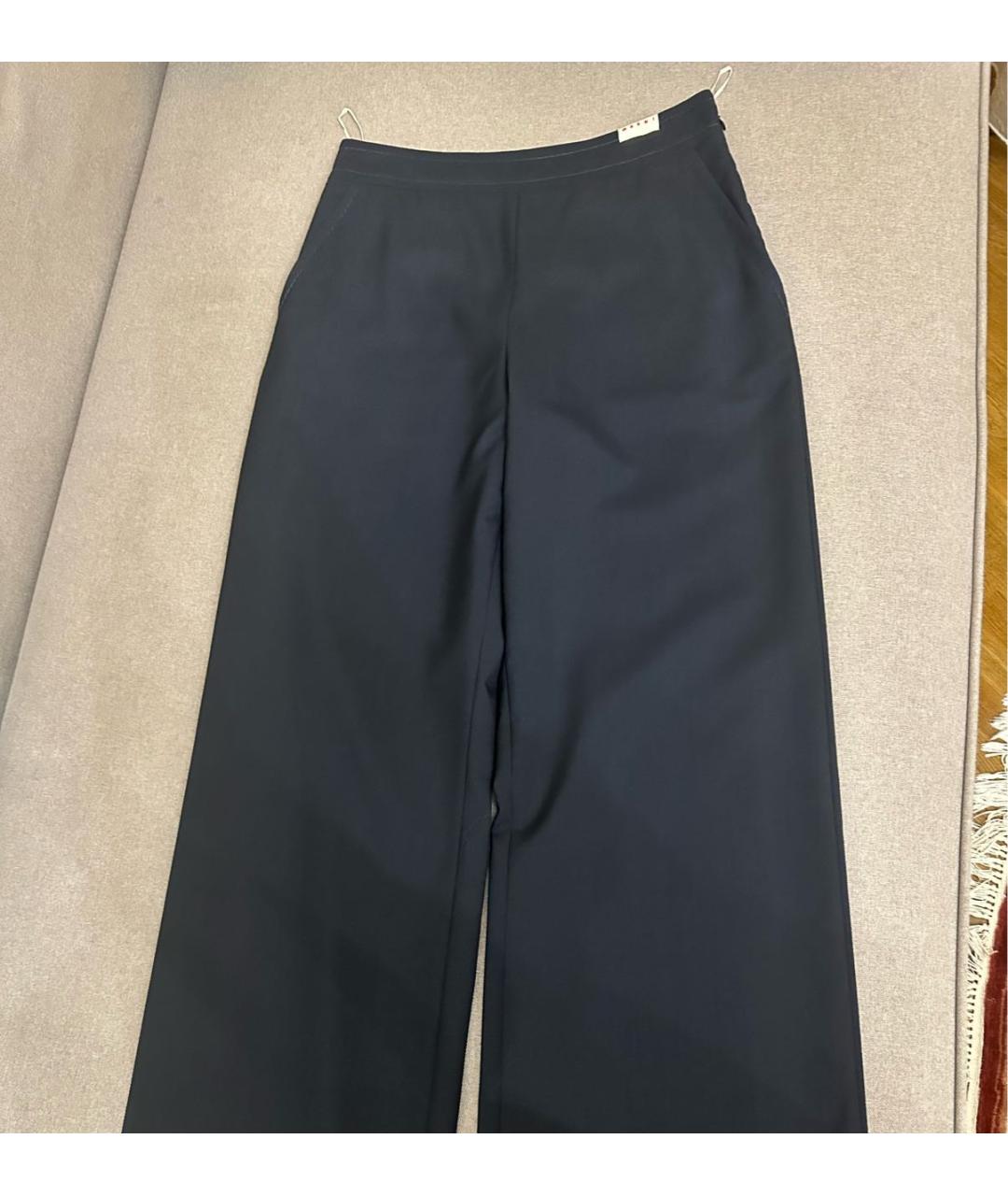 MARNI Темно-синие вискозные брюки широкие, фото 2