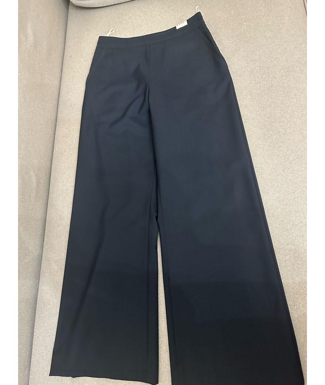 MARNI Темно-синие вискозные брюки широкие, фото 6