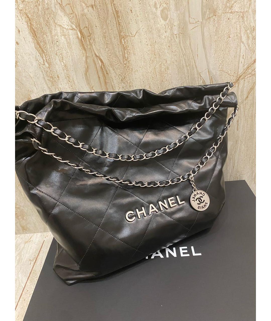 CHANEL Черная кожаная сумка тоут, фото 2