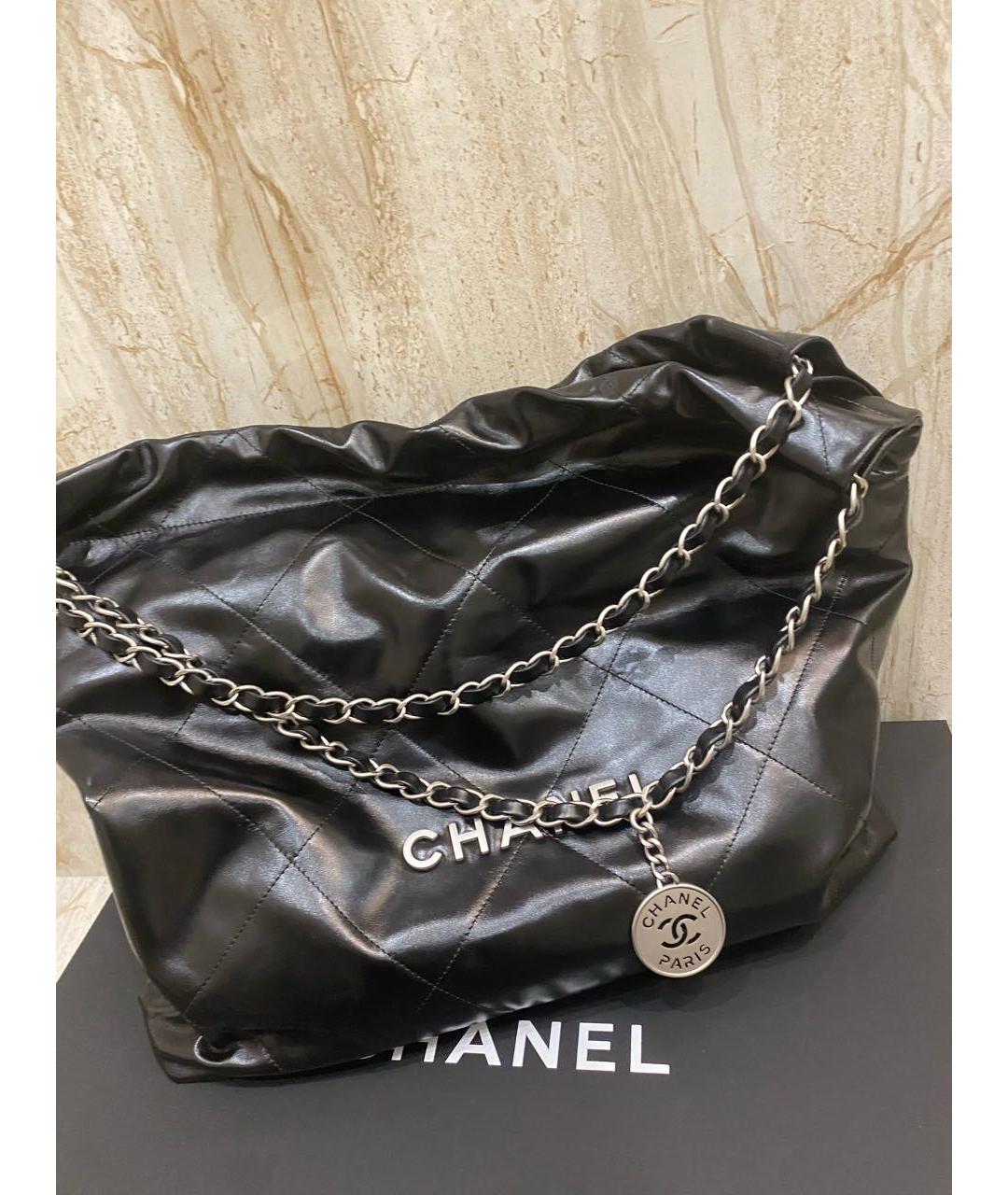 CHANEL Черная кожаная сумка тоут, фото 5