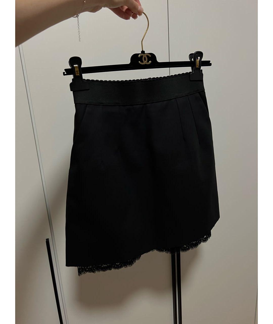 DOLCE&GABBANA Черная хлопковая юбка мини, фото 4