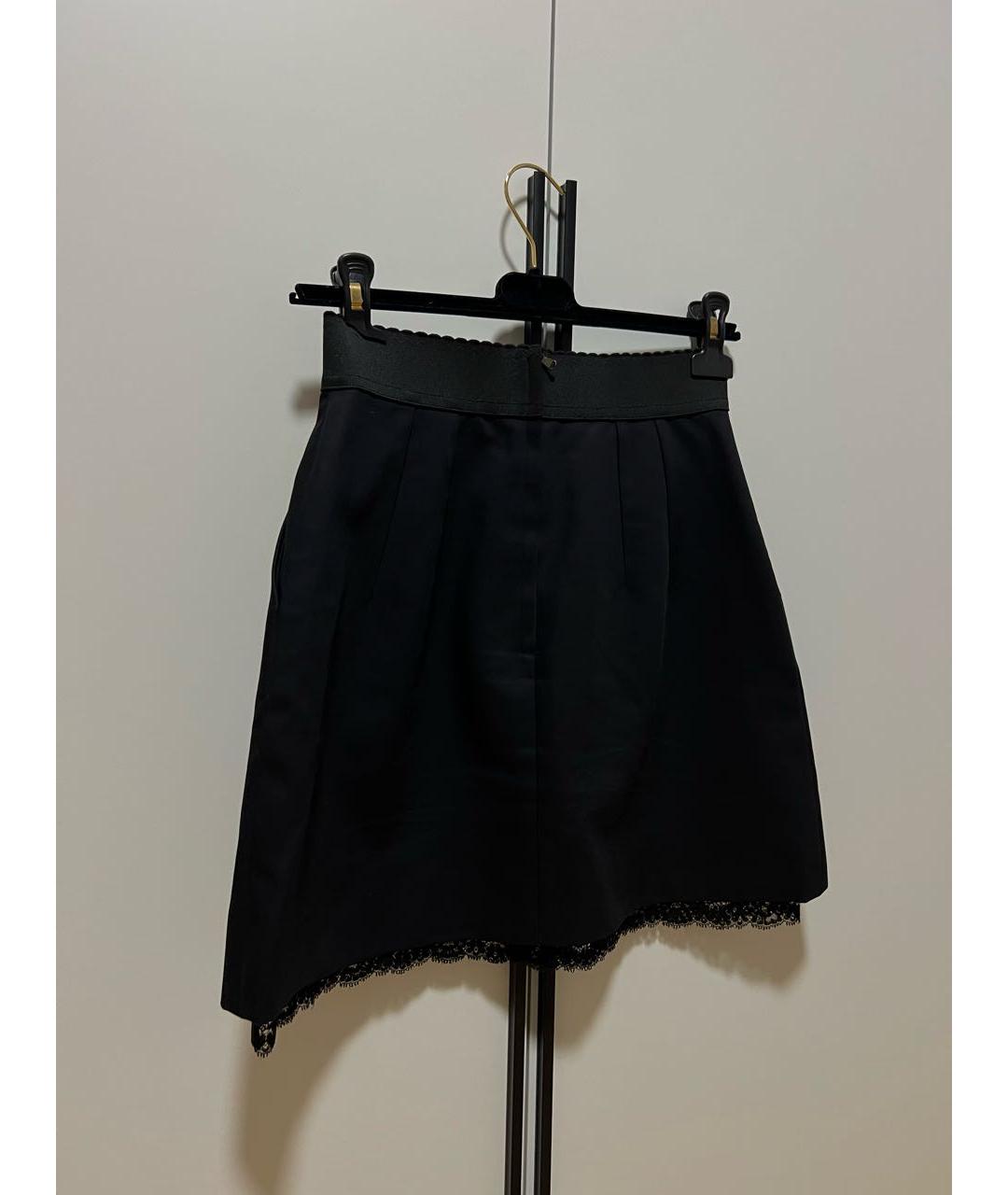 DOLCE&GABBANA Черная хлопковая юбка мини, фото 2
