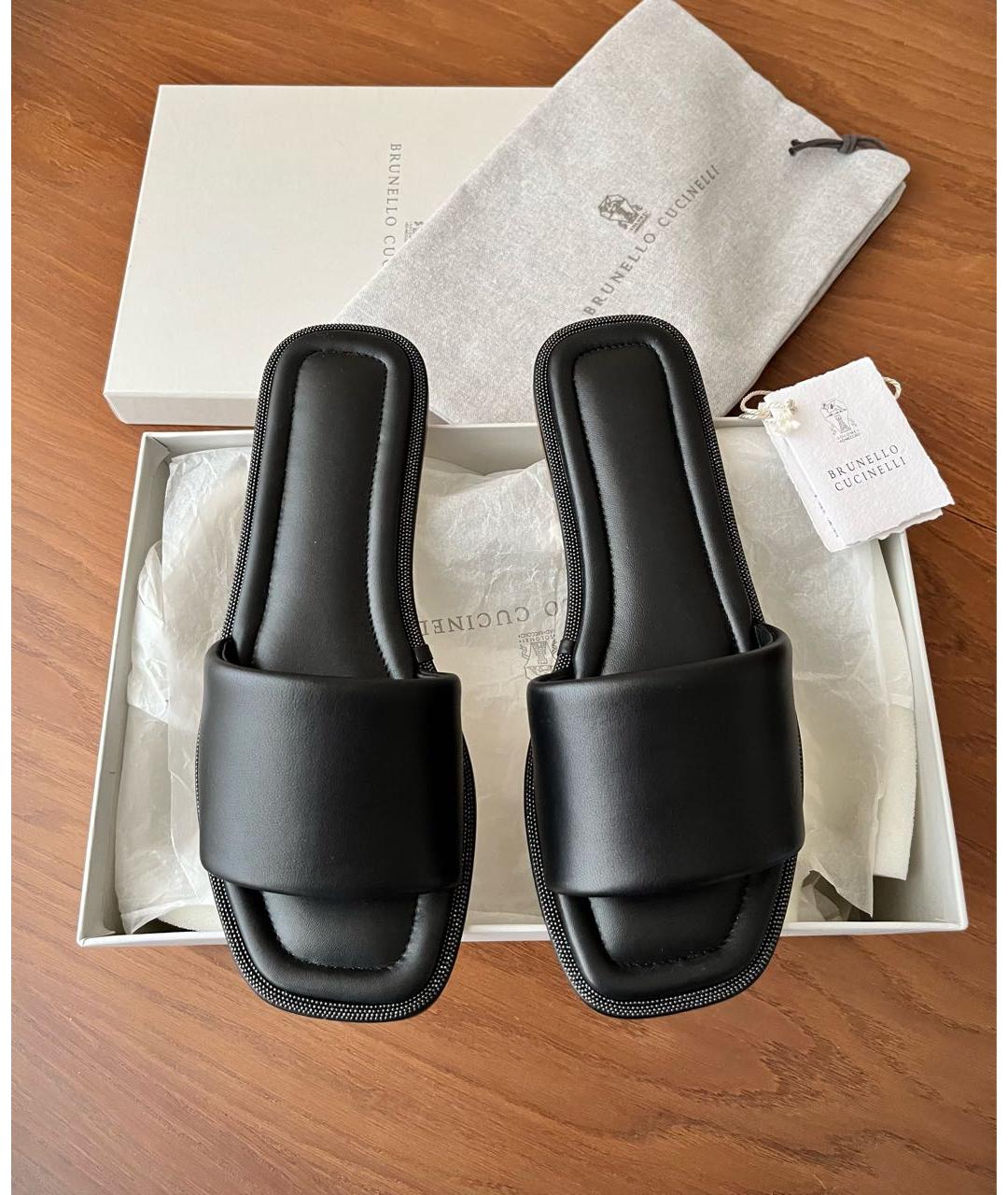 BRUNELLO CUCINELLI Черные кожаные сандалии, фото 2