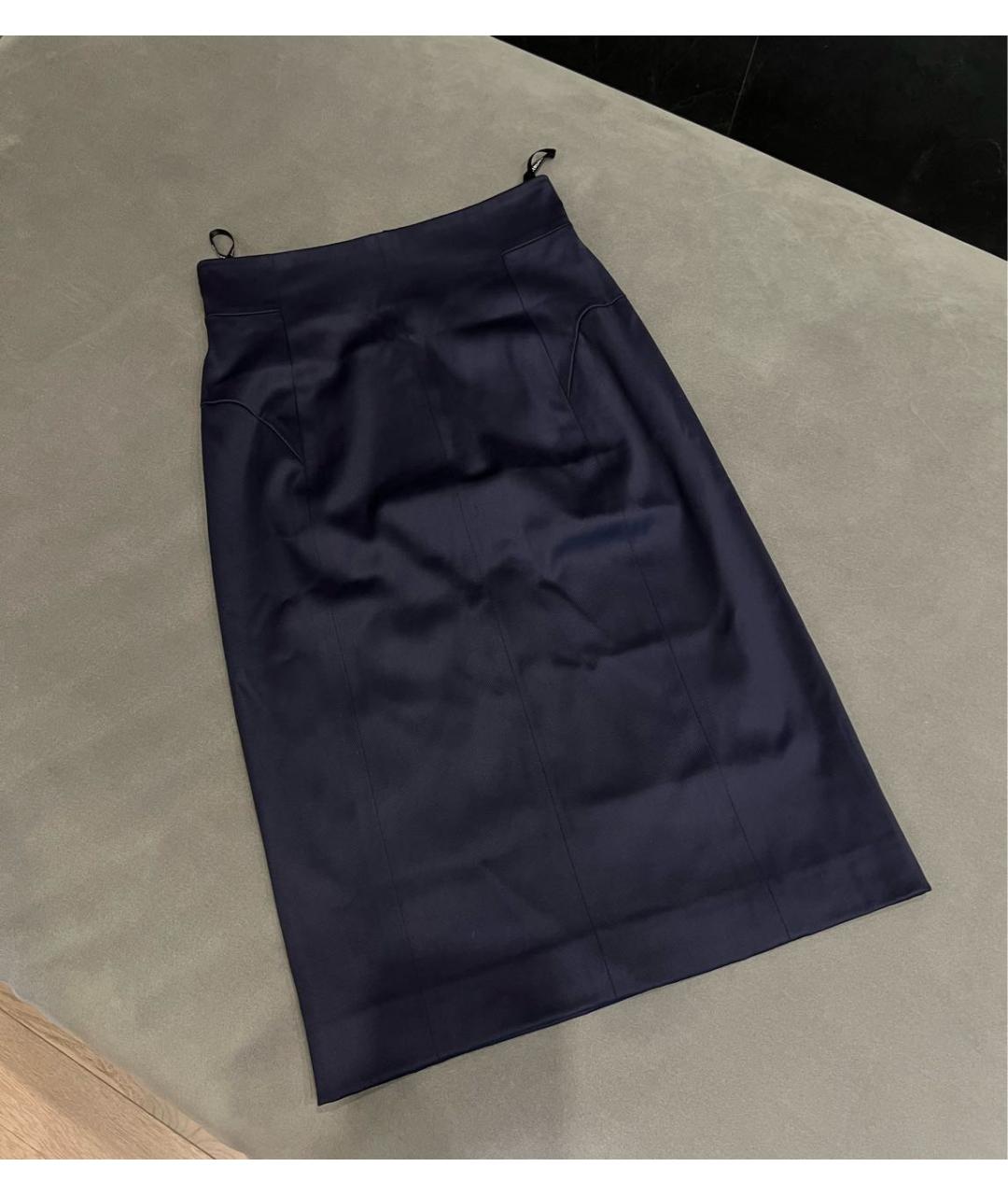 VERSACE Темно-синяя юбка миди, фото 5