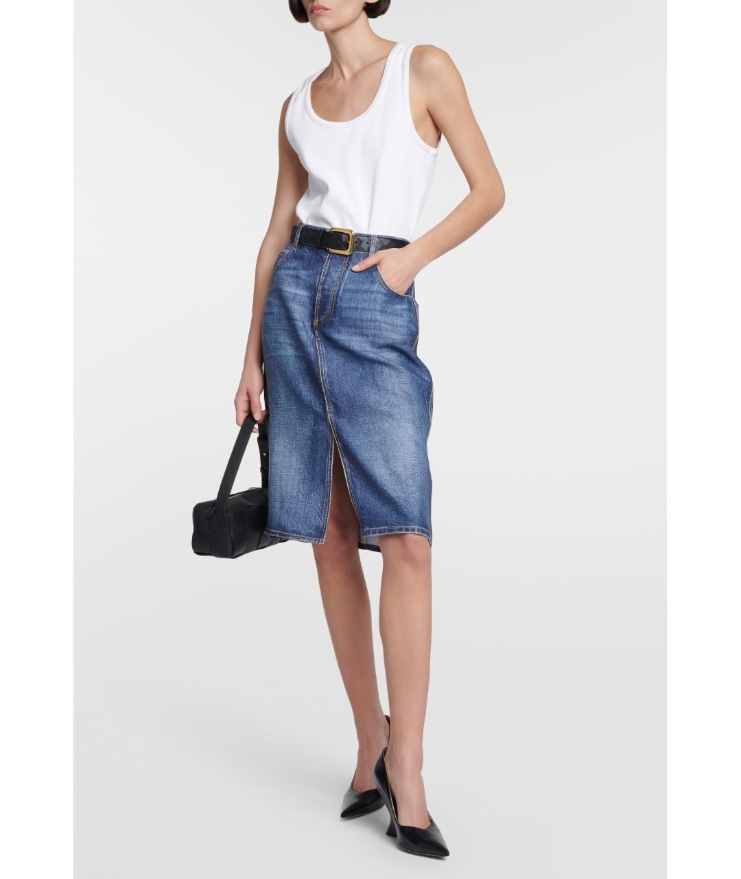 BOTTEGA VENETA Синяя юбка миди, фото 2