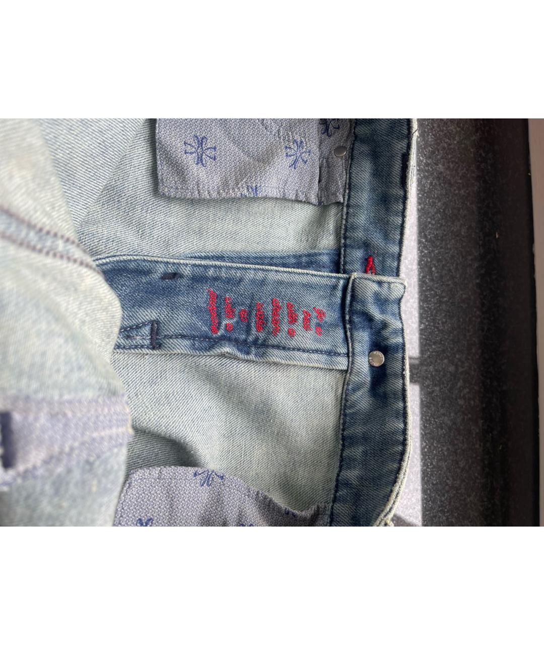 JACOB COHEN Голубые хлопко-эластановые прямые джинсы, фото 7
