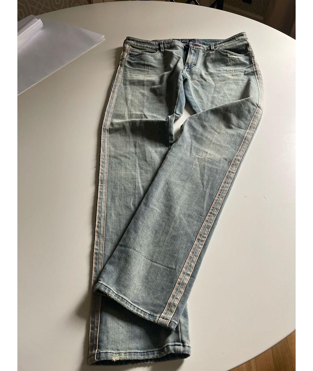 JACOB COHEN Голубые хлопко-эластановые прямые джинсы, фото 8