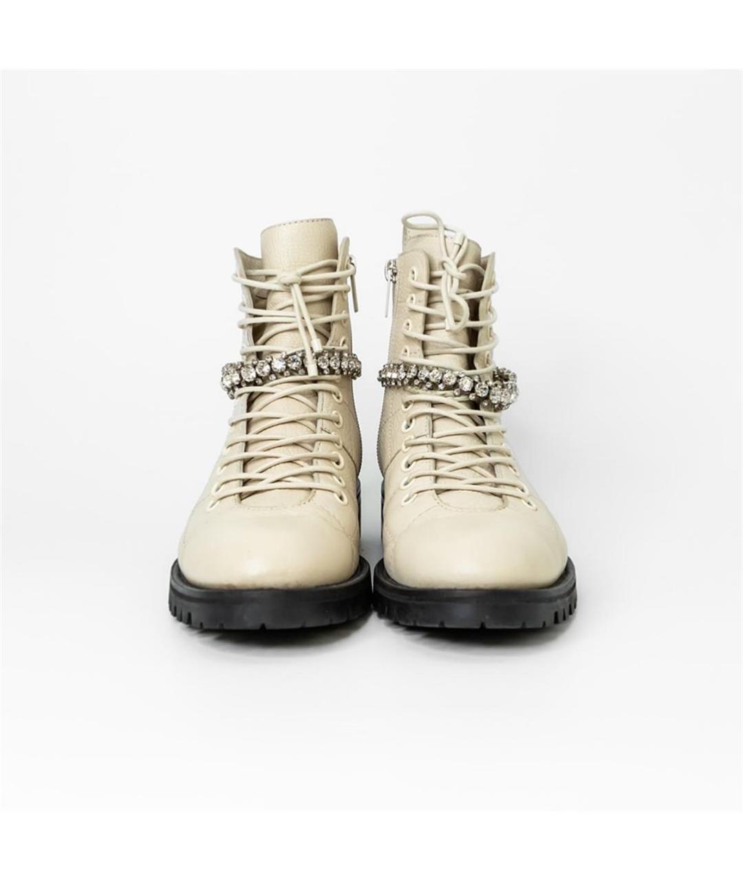 JIMMY CHOO Белые кожаные ботинки, фото 3