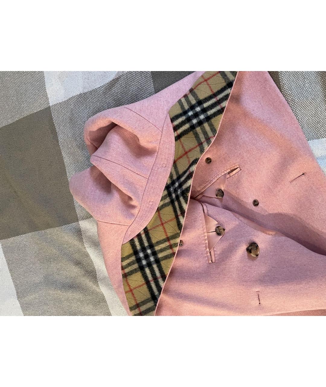 BURBERRY Розовое шерстяное пальто, фото 7