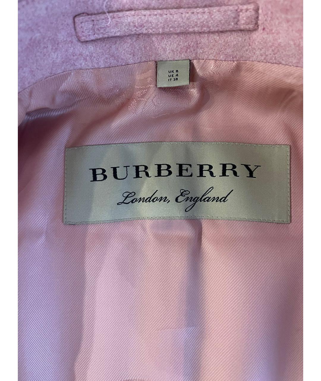 BURBERRY Розовое шерстяное пальто, фото 5