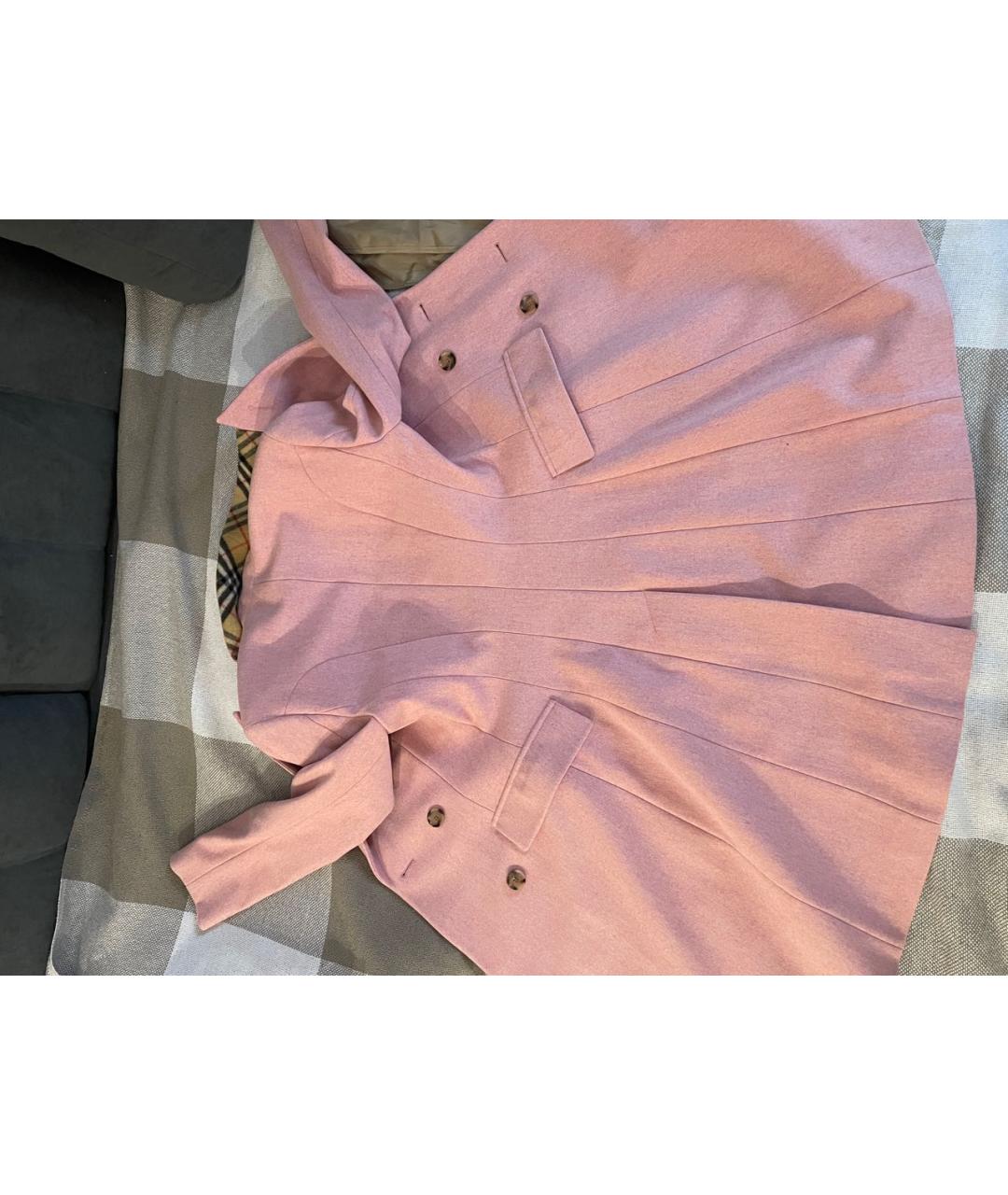 BURBERRY Розовое шерстяное пальто, фото 3