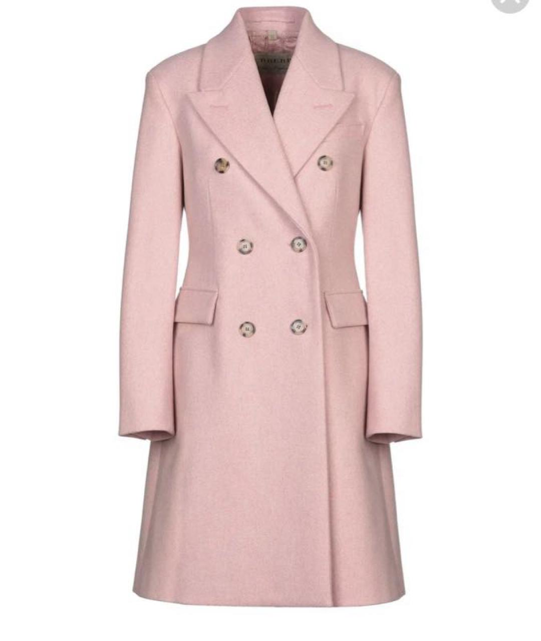 BURBERRY Розовое шерстяное пальто, фото 1