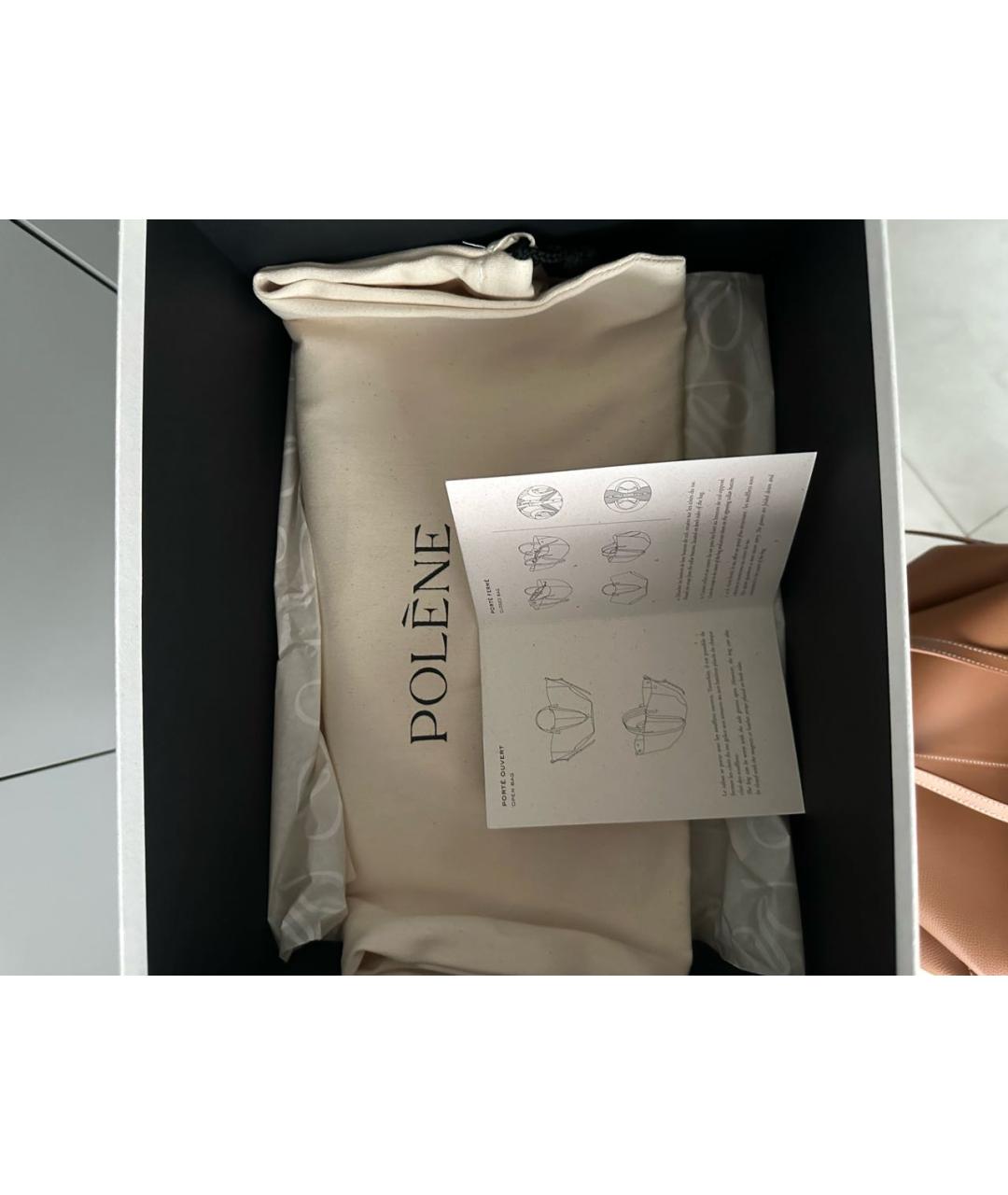 POLENE Коричневая кожаная сумка тоут, фото 7