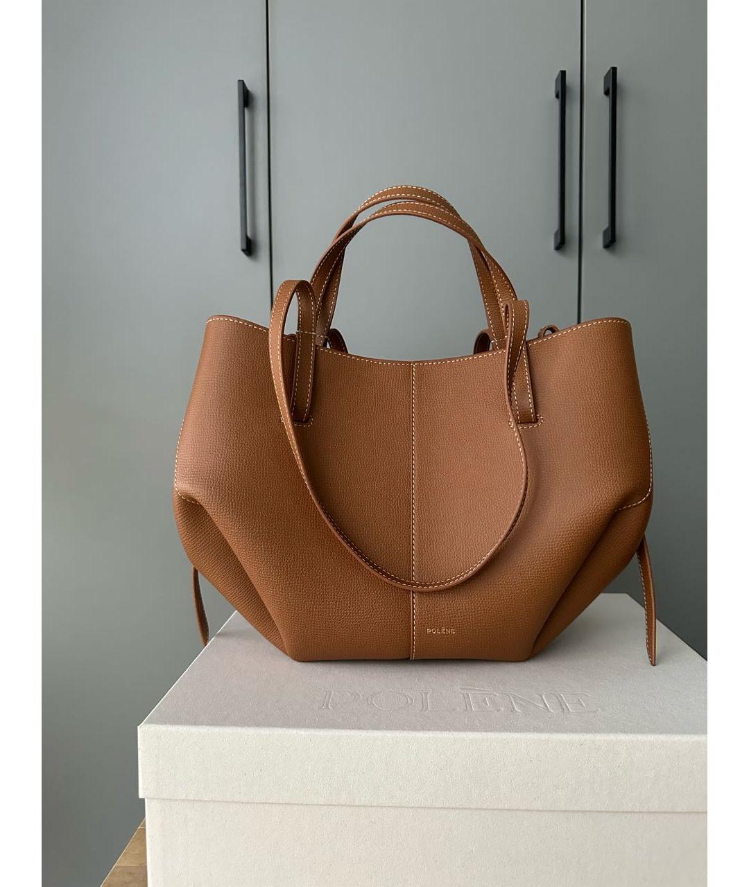 POLENE Коричневая кожаная сумка тоут, фото 9