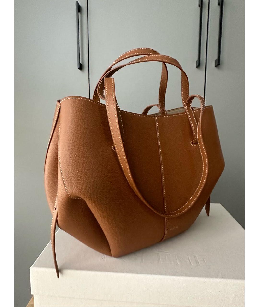 POLENE Коричневая кожаная сумка тоут, фото 2