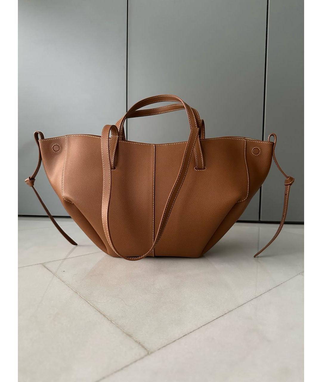 POLENE Коричневая кожаная сумка тоут, фото 3