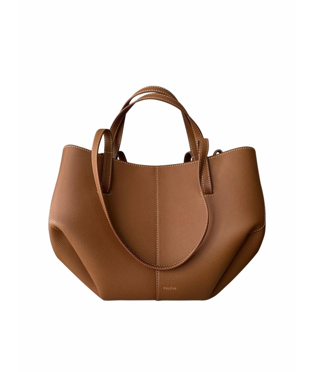 POLENE Коричневая кожаная сумка тоут, фото 1