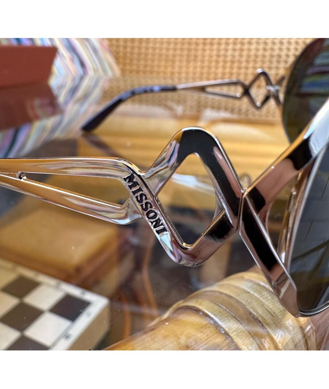 MISSONI Коричневые металлические солнцезащитные очки, фото 3
