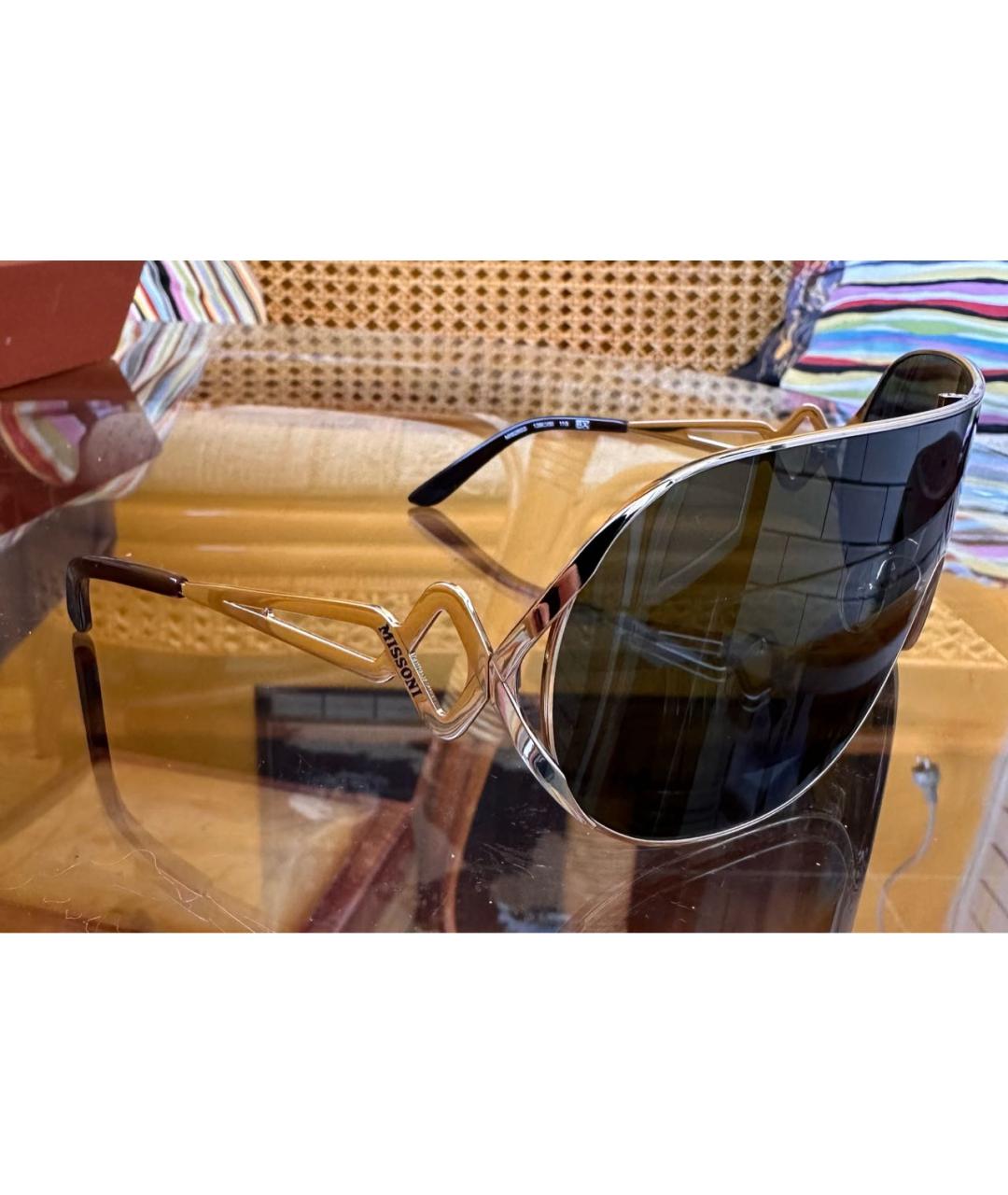 MISSONI Коричневые металлические солнцезащитные очки, фото 2