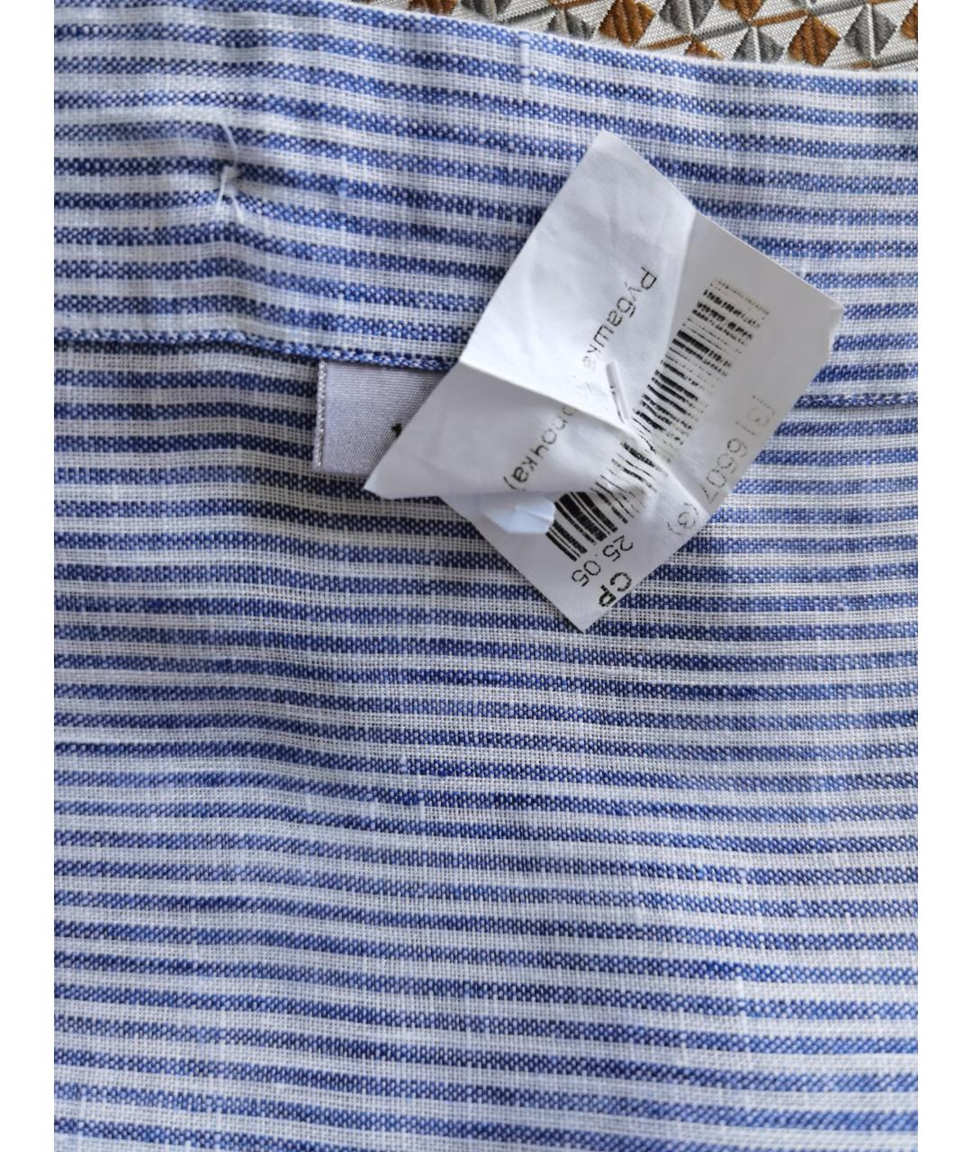BRIONI Голубая льняная кэжуал рубашка, фото 4